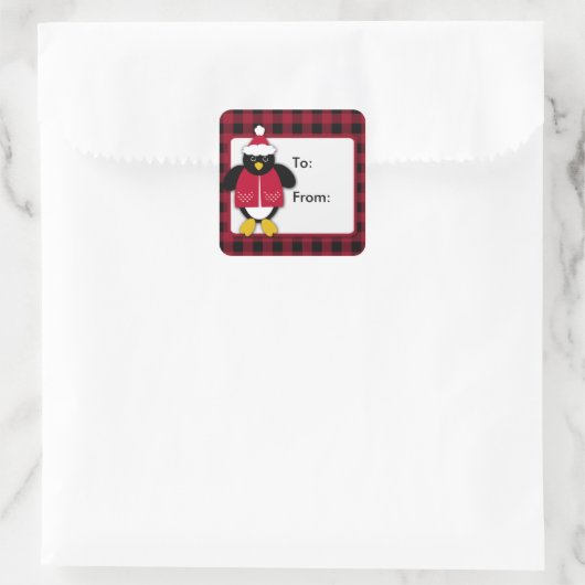 Weihnachts-Pinguin-Aufkleber Quadratischer Aufkleber (Tasche)