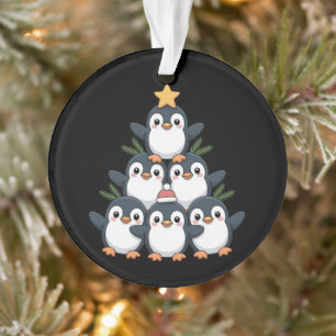 Weihnachts Pinguin Baum Stern Santa Hut Schneefloc Ornament