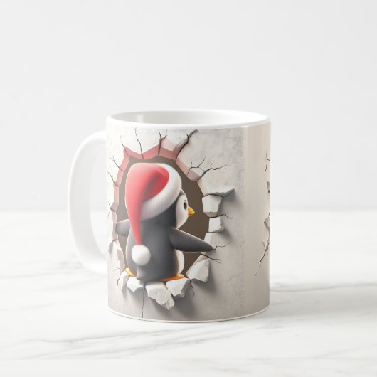 Weihnachts-Pinguin durchbrechen - Cute 3D Mug Kaffeetasse (Vorderseite Links)