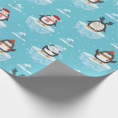 Weihnachts-Pinguin-Eisflussmuster Geschenkpapier (Ecke)