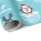 Weihnachts-Pinguin-Eisflussmuster Geschenkpapier (Rolleneckpunkt)