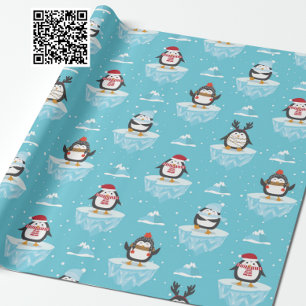 Weihnachts-Pinguin-Eisflussmuster Geschenkpapier