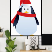 Weihnachts-Pinguin-Gesicht Poster (Heimbüro)