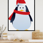 Weihnachts-Pinguin-Gesicht Poster (Küche)