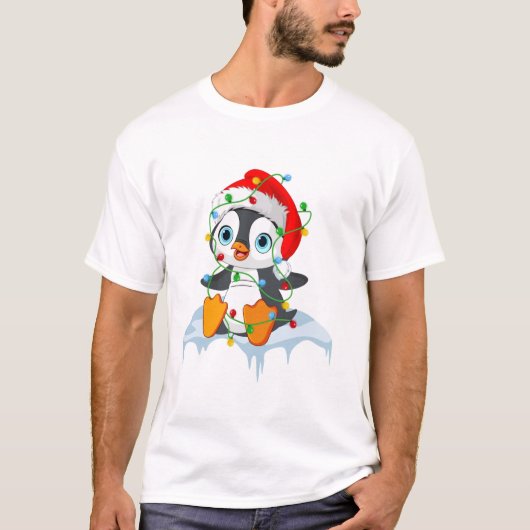 Weihnachts-Pinguin hässliche Pyjamas T-Shirt (Vorderseite)