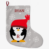 Weihnachts-Pinguin-Individuelle Name Großer Weihnachtsstrumpf (Vorderseite)