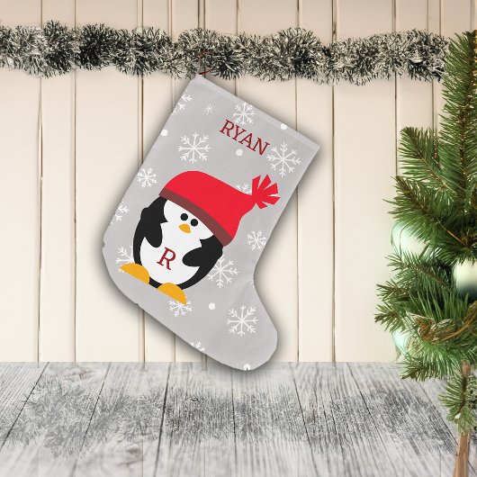 Weihnachts-Pinguin-Individuelle Name Großer Weihnachtsstrumpf