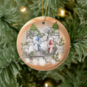 Weihnachts-Pinguin-Keramik Ornament