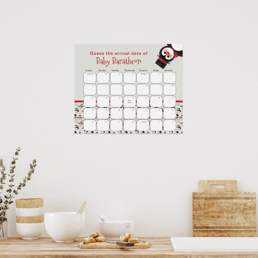 Weihnachts-Pinguin-Kinderdusche schätzt den Fällig Poster (Küche)