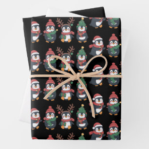 Weihnachts-Pinguin-Liebhaber Süße Tiere Familie Xm Geschenkpapier Set