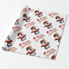 Weihnachts Pinguin Matte Wrapping Paper, 30" x 6' Geschenkpapier