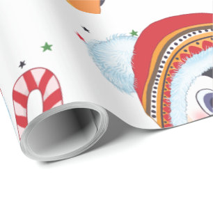 Weihnachts-Pinguin mit einer Candy Cane Geschenkpapier