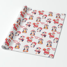 Weihnachts Pinguin Name Wrapping Paper