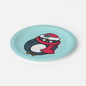 Weihnachts-Pinguin-Paper-Teller Pappteller (Schrägansicht)