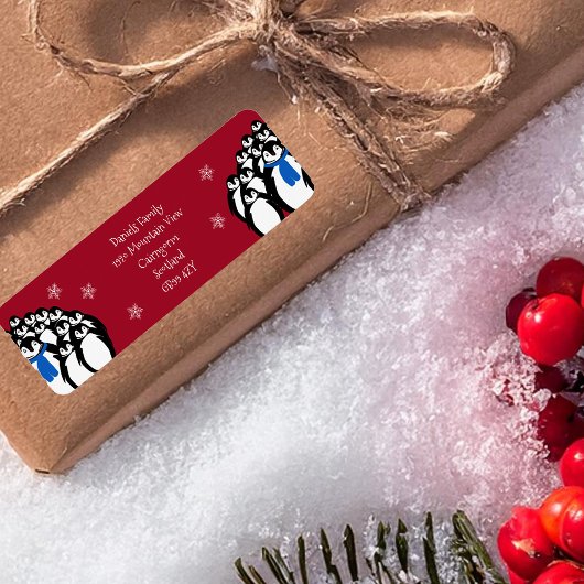 Weihnachts-Pinguin-Rücksendeadresse Rot