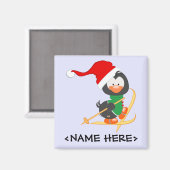 Weihnachts Pinguin Skiing Magnet (Vorderseite/Rückseite)