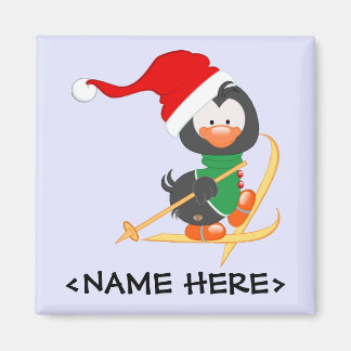 Weihnachts Pinguin Skiing Magnet