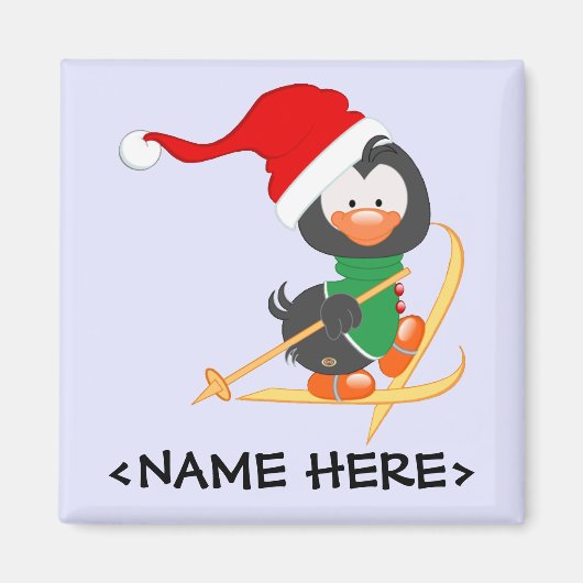 Weihnachts Pinguin Skiing Magnet (Vorne)