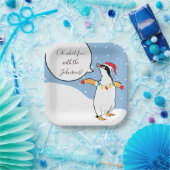 Weihnachts Pinguin Skiing Pappteller (Party)