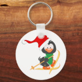 Weihnachts Pinguin Skiing Schlüsselanhänger (Vorderseite)