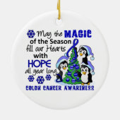 Weihnachts-Pinguine-Colon-Krebs Keramik Ornament (Hinten)