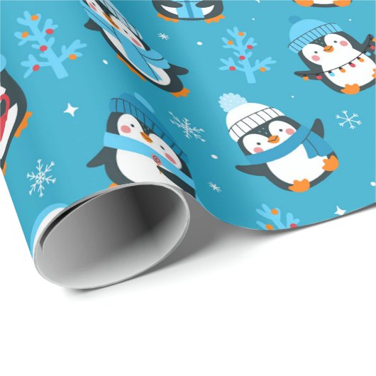 Weihnachts-Pinguine Geschenkpapier (Rolleneckpunkt)