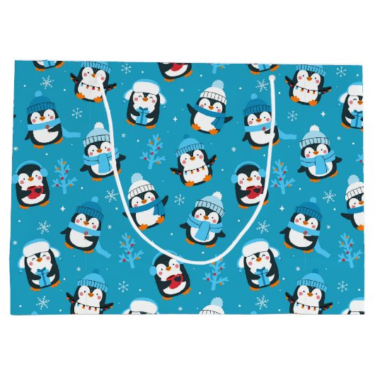 Weihnachts-Pinguine Große Geschenktüte (Rückseite)