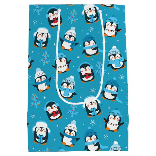 Weihnachts-Pinguine Mittlere Geschenktüte (Rückseite)