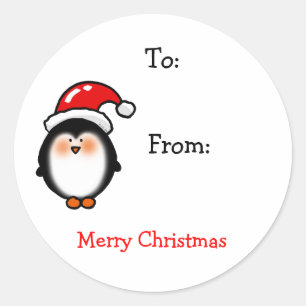 Weihnachts-Pinguingeschenk-Tags Runder Aufkleber