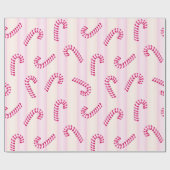 Weihnachts Pink Candycanes Muster Geschenkpapier (Flach)