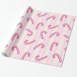 Weihnachts Pink Candycanes Muster Geschenkpapier