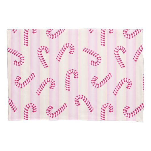 Weihnachts Pink Candycanes Muster Kissenbezug (Vorderseite)