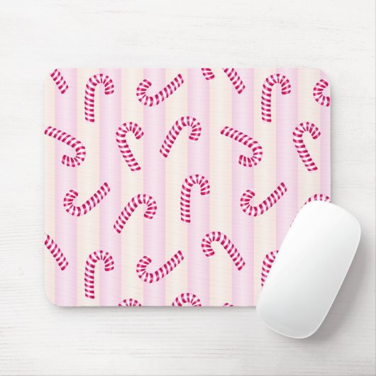 Weihnachts Pink Candycanes Muster Mousepad (Mit Mouse)