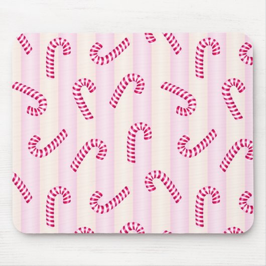 Weihnachts Pink Candycanes Muster Mousepad (Vorne)