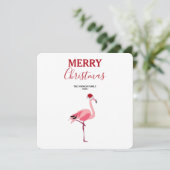 Weihnachts Pink Flamingo Bird mit Weihnachtsmannmü (Stehend Vorderseite)