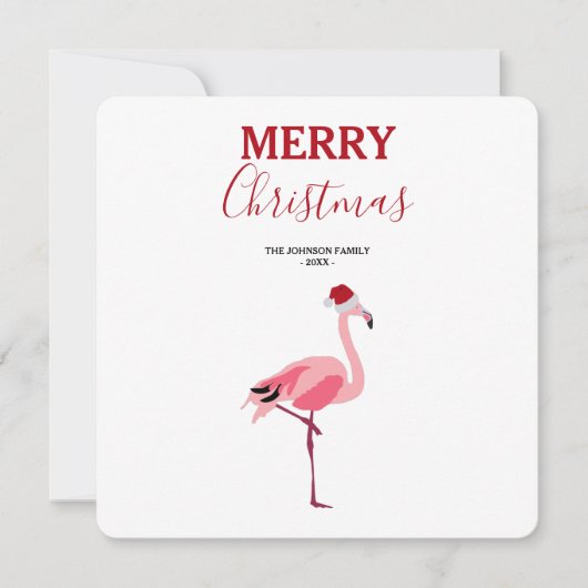 Weihnachts Pink Flamingo Bird mit Weihnachtsmannmü (Vorderseite)