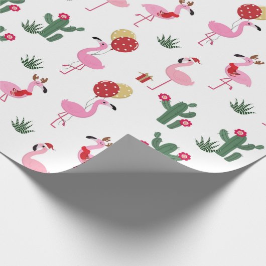 Weihnachts-Pink Flamingo Feierabend Geschenkpapier (Ecke)