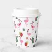 Weihnachts-Pink Flamingo Feierabend Pappbecher (Rückseite)