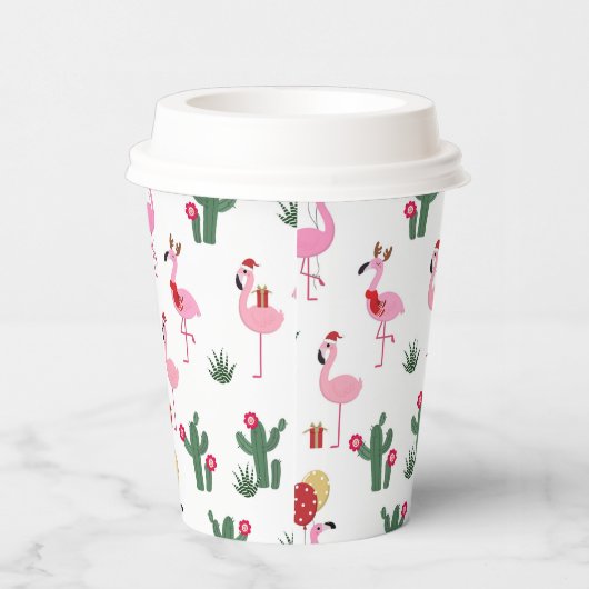 Weihnachts-Pink Flamingo Feierabend Pappbecher (Rechts)