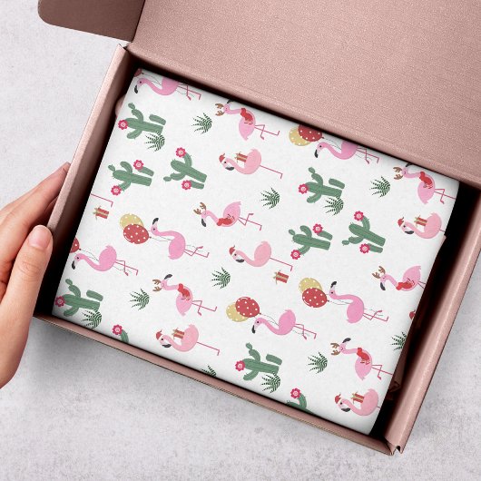 Weihnachts-Pink Flamingo Feierabend Seidenpapier