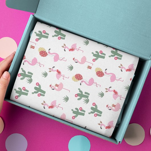 Weihnachts-Pink Flamingo Feierabend Seidenpapier
