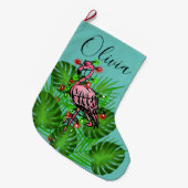Weihnachts Pink Flamingo Tinkelleuchten Großer Weihnachtsstrumpf (Vorderansicht (hängend))