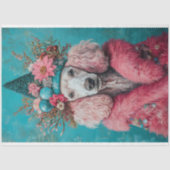 Weihnachts Pink Französisch Poodle Portrait Decoup Seidenpapier (Vorderseite)