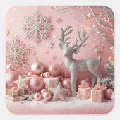 Weihnachts Pink Glittery Baby Elements Quadratischer Aufkleber (Vorderseite)