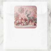 Weihnachts Pink Glittery Baby Elements Quadratischer Aufkleber (Tasche)