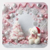 Weihnachts Pink Glittery Baby Elements Quadratischer Aufkleber (Vorderseite)