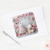 Weihnachts Pink Glittery Baby Elements Quadratischer Aufkleber (Umschlag)