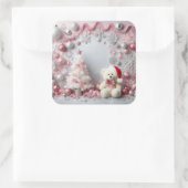 Weihnachts Pink Glittery Baby Elements Quadratischer Aufkleber (Tasche)