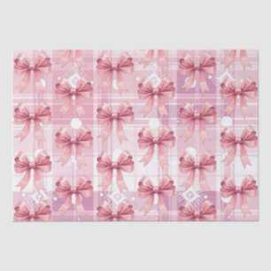Weihnachts-Pink-Karo-Schneeflocken-Bogen Coquette Seidenpapier