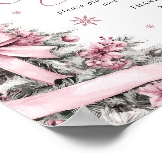 Weihnachts-Pink-Kinderdusche-WindelnRaffle-Zeichen Poster (Ecke)